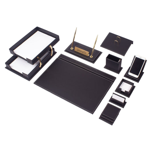 MOOG Luxury Desk Set - Double Document Tray - Black - 13 PCS - themonogram manor 
