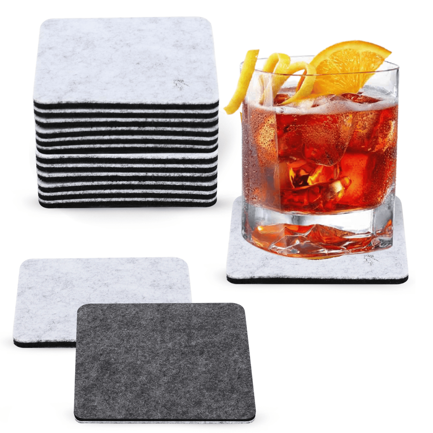 Premium Felt Coasters for Drink Set of 18 Pcs - (square) - themonogram manor 