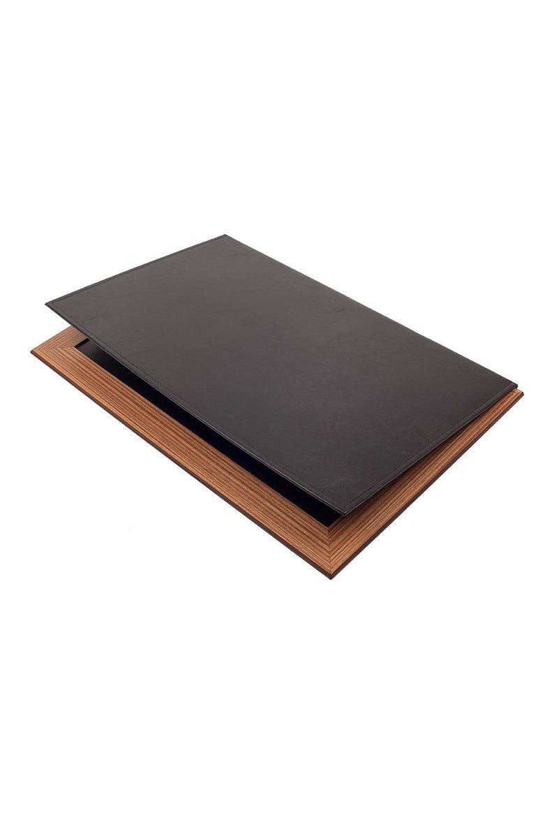 MOOG Star Leather Desk Set - Walnut Wood Combination - Double Document Tray - Green - 11 PCS - themonogram manor 