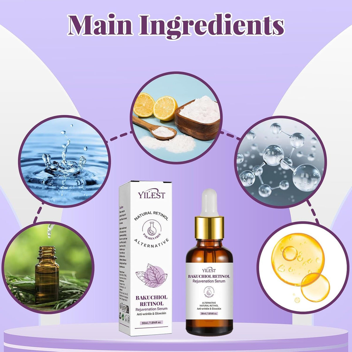 2PCS Bakuchiol Retinol Serum Retinol Rejuvenation Serum, Retinol Serum for Wrinkles Retinol Serum Face Serum for All Skin, Retinol Serum Wrinkles for Man&Women - themonogram manor 