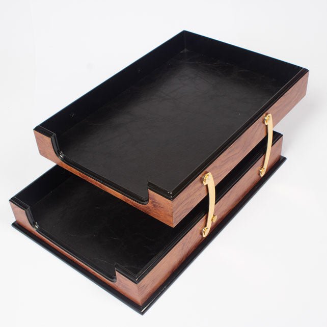 MOOG Wooden Prestige Double Document Tray - themonogram manor 