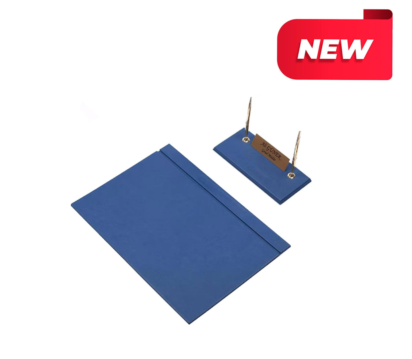 MOOG Leather Desk Set - Turquoise - 2 PCS - themonogram manor 