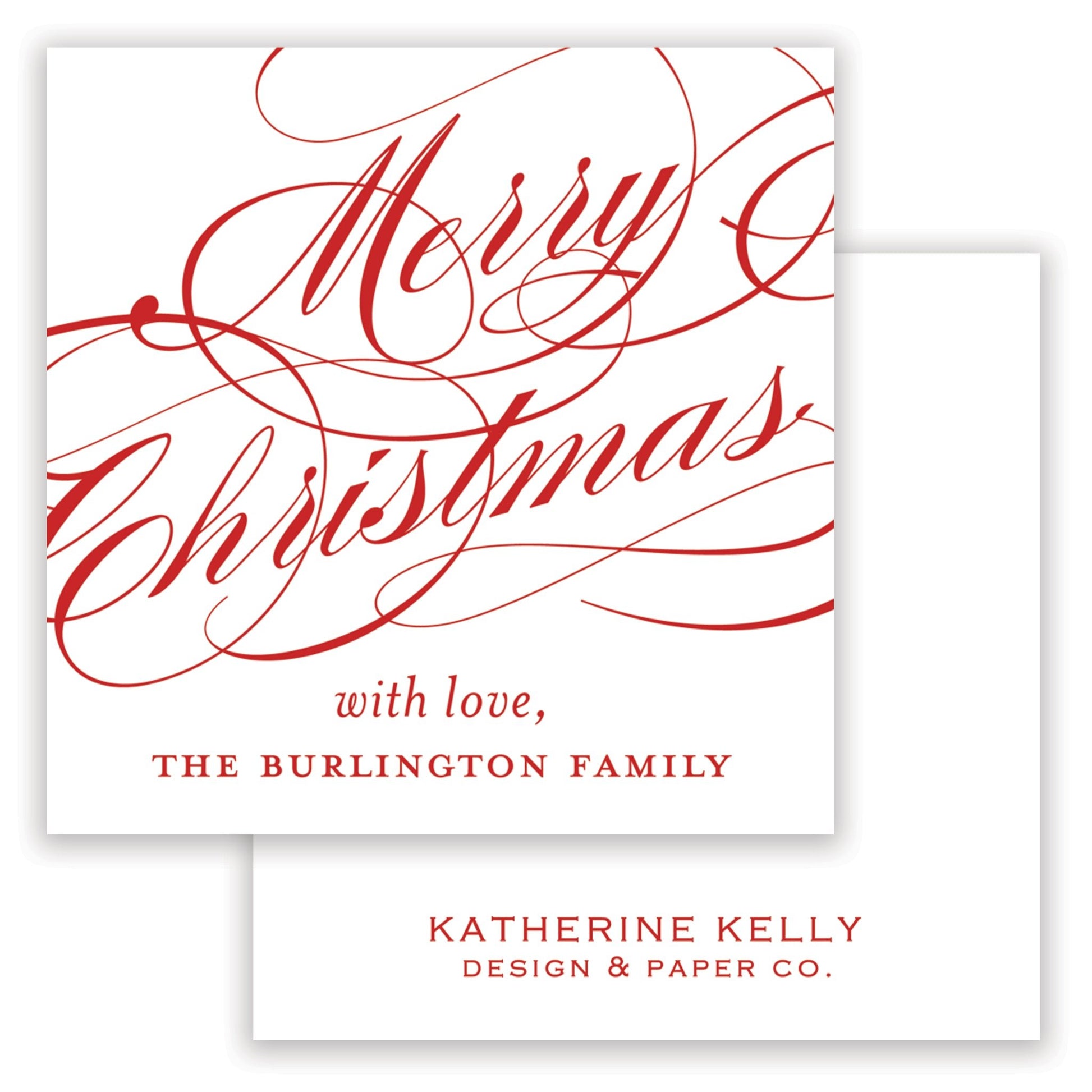 red christmas script enclosure card - themonogram manor 
