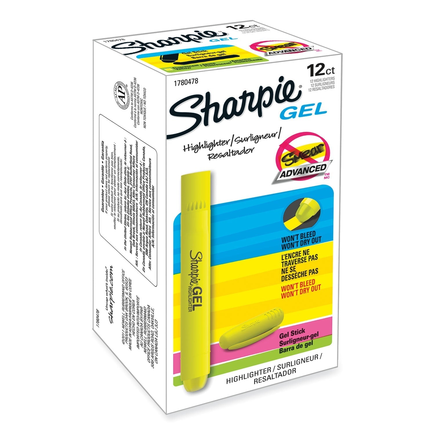 Sharpie Gel Highlighters, Fluorescent Yellow Ink, Bullet Tip, Yellow Barrel - themonogram manor 