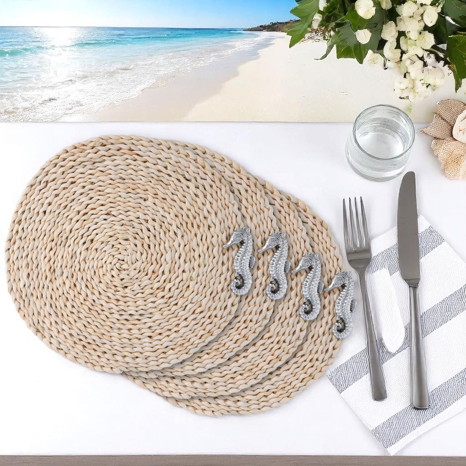 Sea Horse Twisted Seagrass Placemats - set of 4 - themonogram manor 
