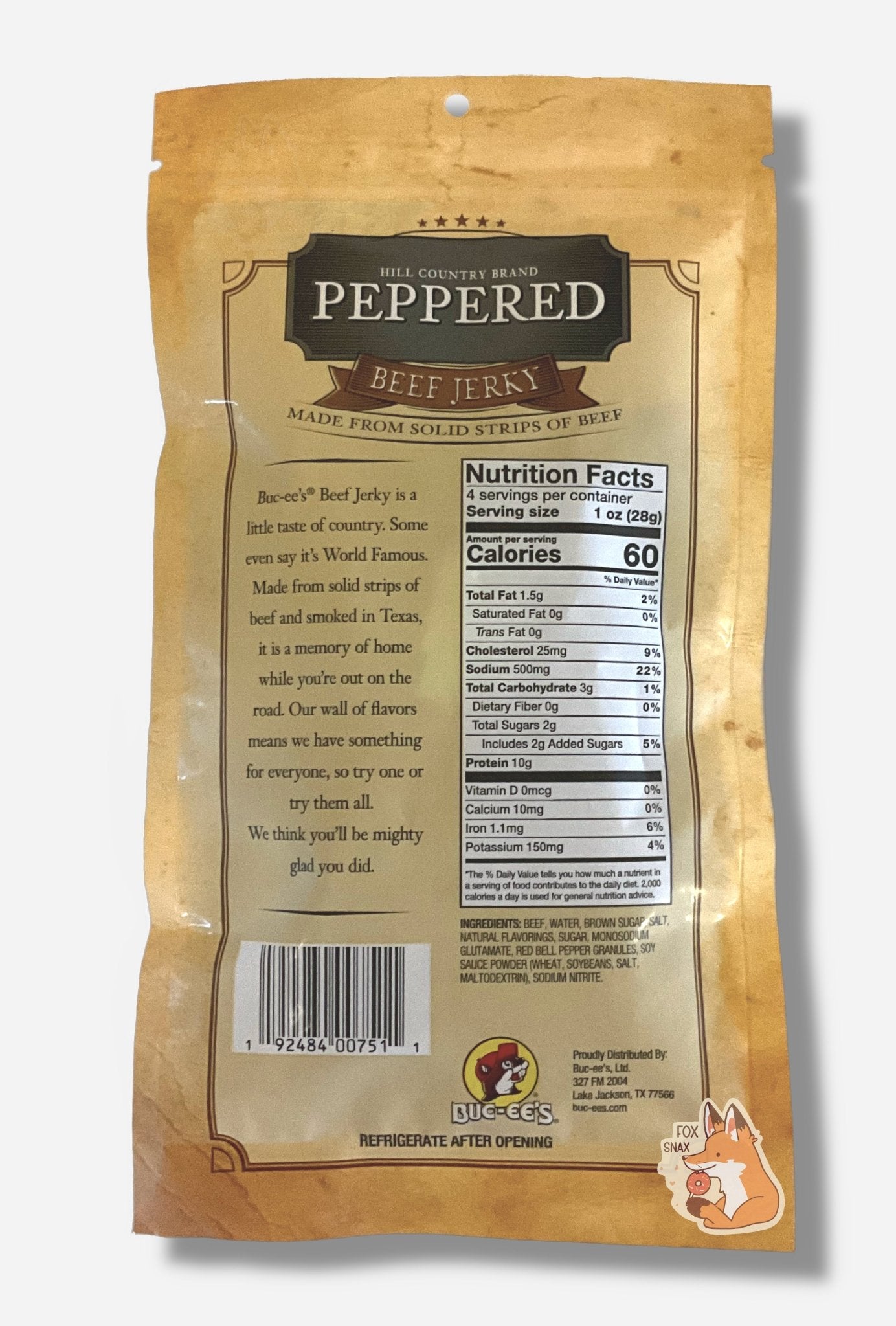 Buc - ee's Hill Country Brand Peppered Beef Jerky - themonogram manor 