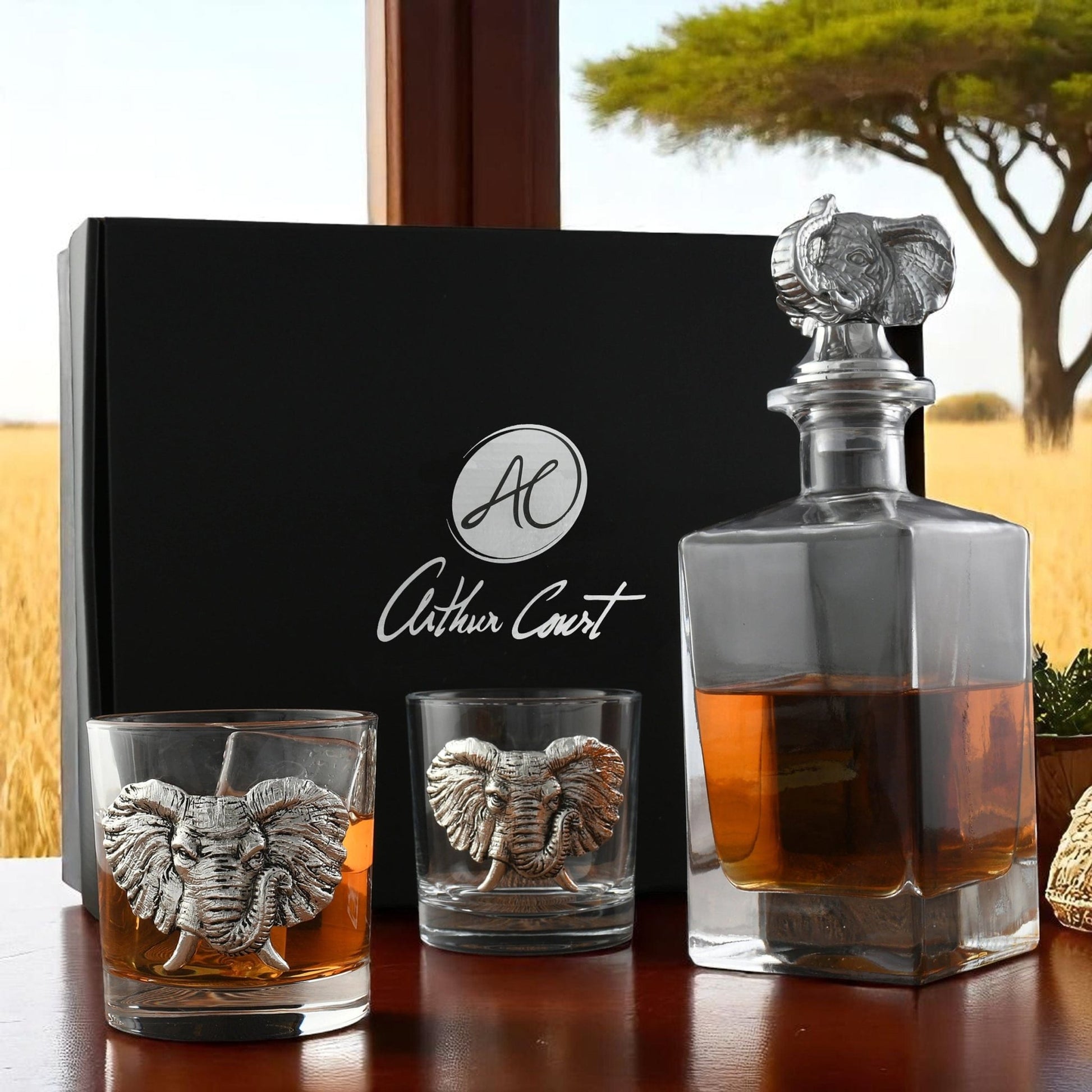 Elephant Decanter Set with Glasses - themonogram manor 