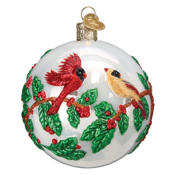 Hollyberry Birds Round Ornament - themonogram manor 