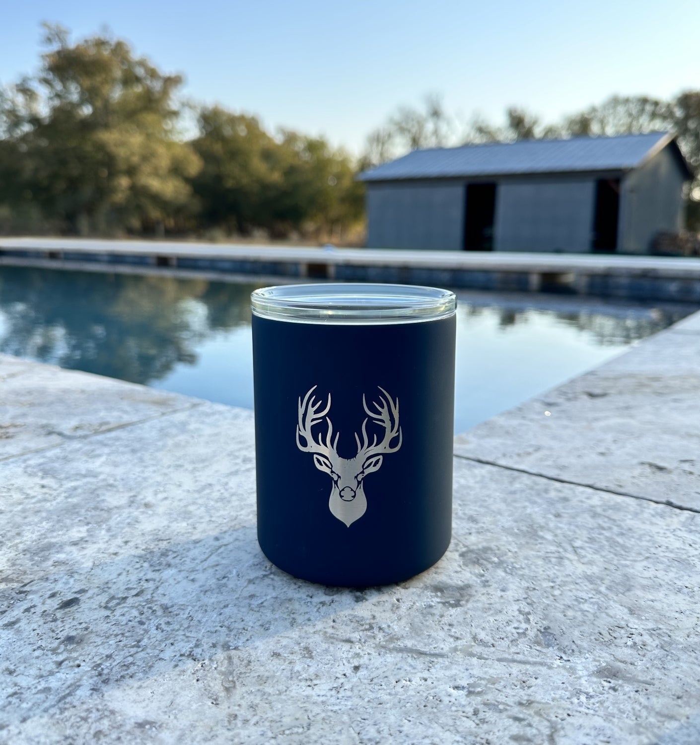 Limited Edition Deer Hunter Glass Lined Whiskey Glass in Navy - themonogram manor 