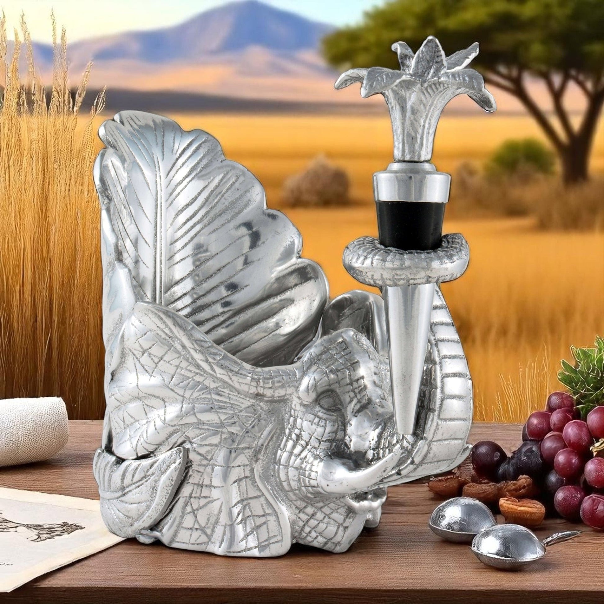 Elephant Wine Coaster and Stopper Set - themonogram manor 