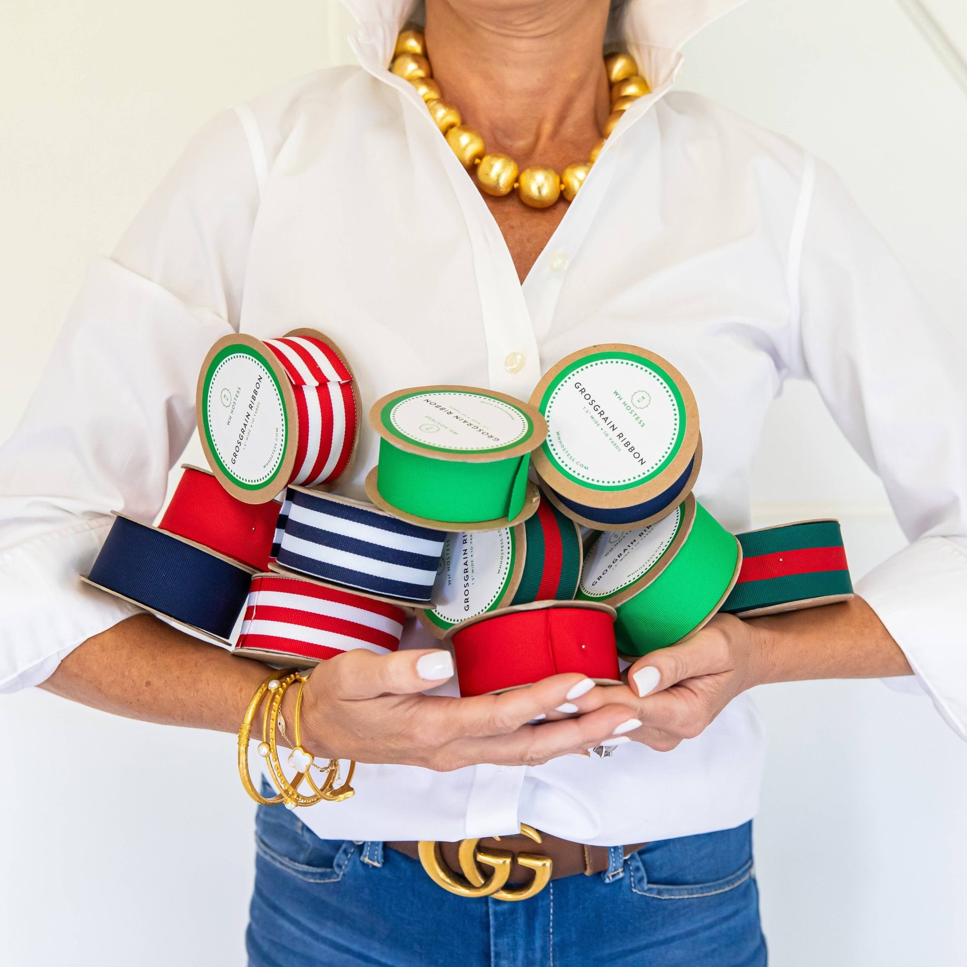 Preppy Striped Grosgrain Ribbon | Red - themonogram manor 