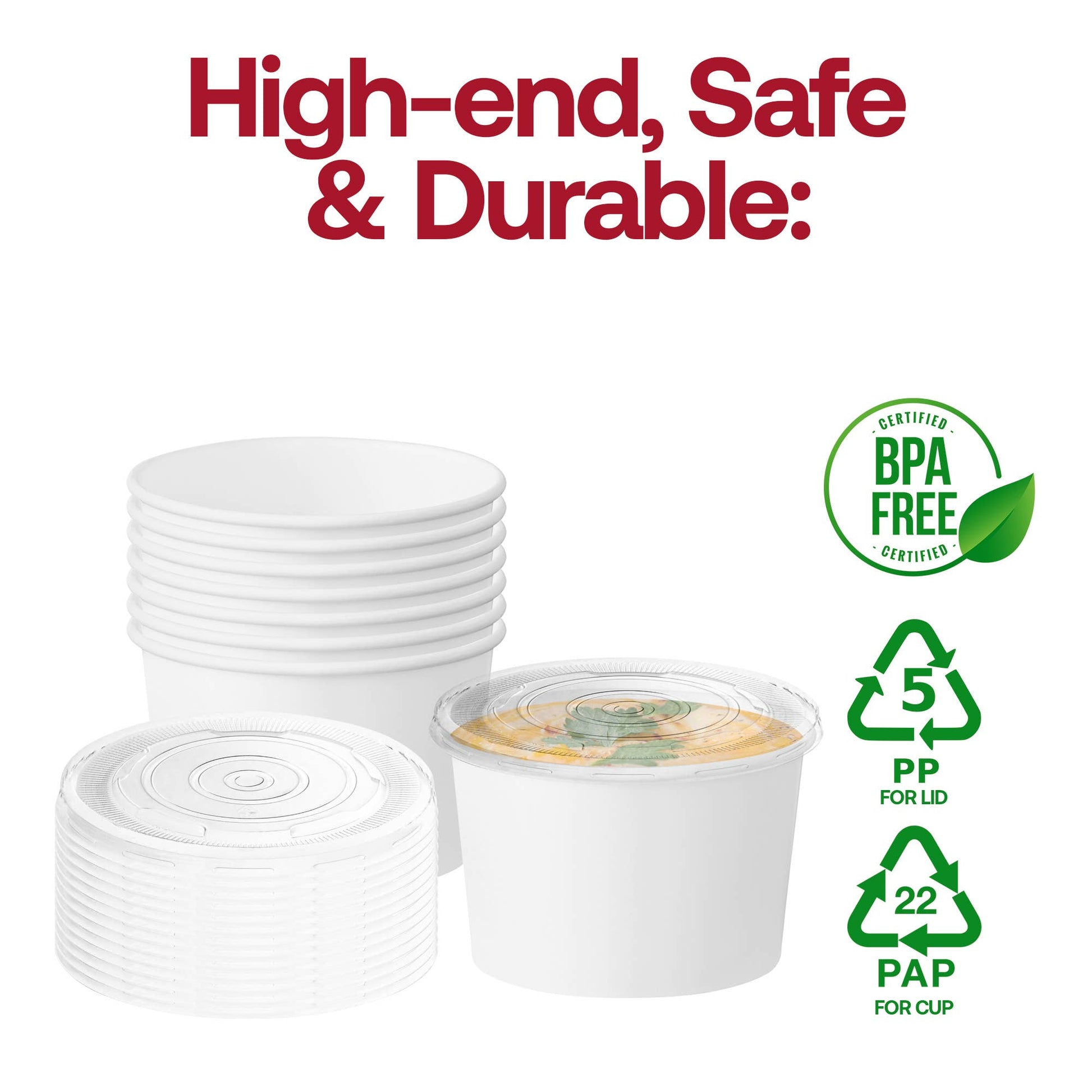 12 oz Squat Paper Soup Cups with Lids - 10 sets - themonogram manor 