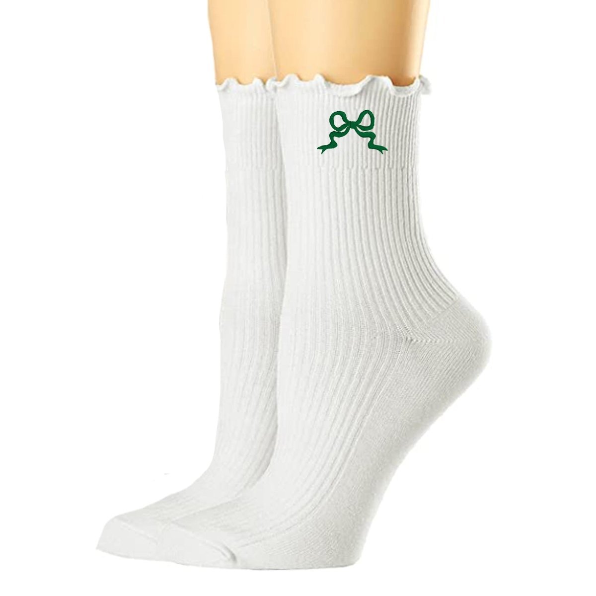Embroidered 'Ribbon Bow' Ruffle Socks - themonogram manor 