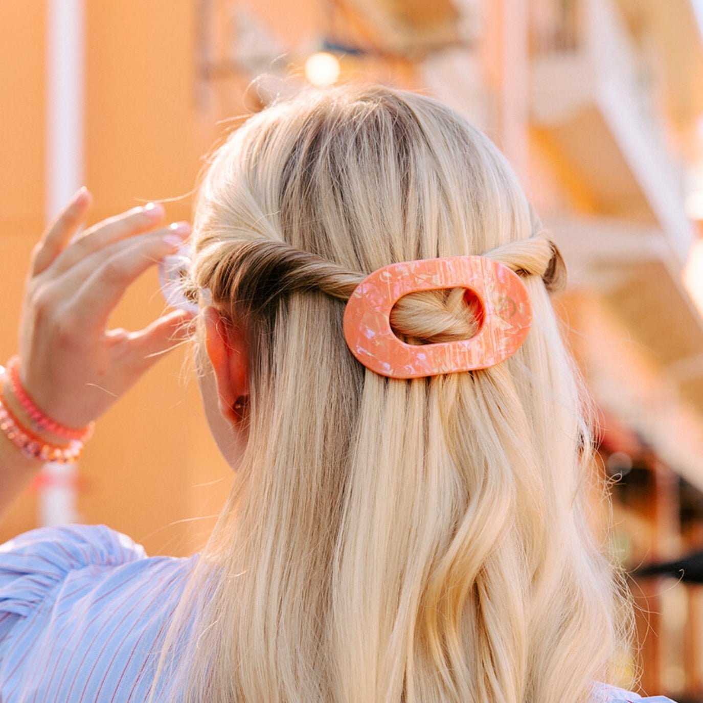 Dreamsicle Small Flat Round Hair Clip - themonogram manor 