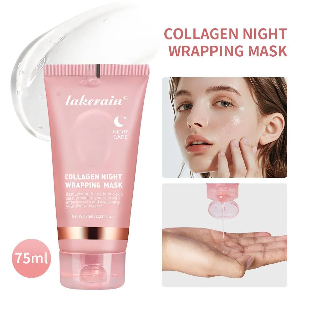 Collagen Overnight Wrapping Peel off Facial Mask Korean Collagen Night Wrapping Mask Deeply Hydrates Night Care Mask Cream 75Ml - themonogram manor 