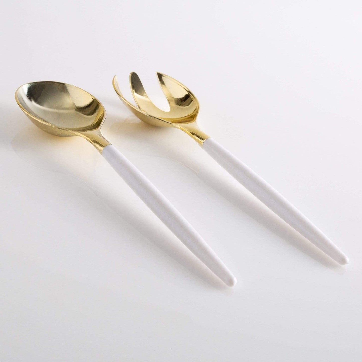 White / Gold Plastic Serving Fork • Spoon Set - themonogram manor 