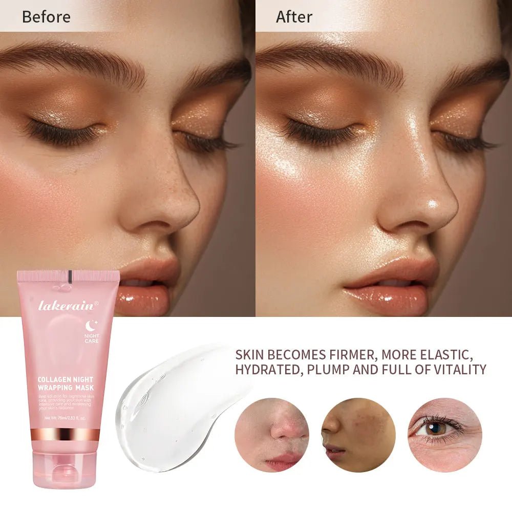 Collagen Overnight Wrapping Peel off Facial Mask Korean Collagen Night Wrapping Mask Deeply Hydrates Night Care Mask Cream 75Ml - themonogram manor 