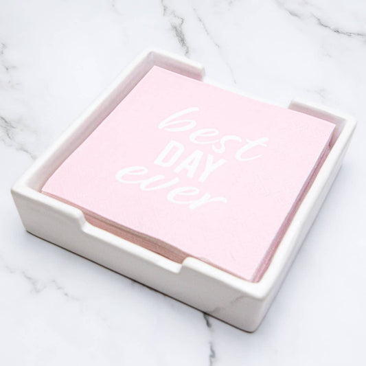 Classic Cocktail Napkin Holder White 5x5 - themonogram manor 