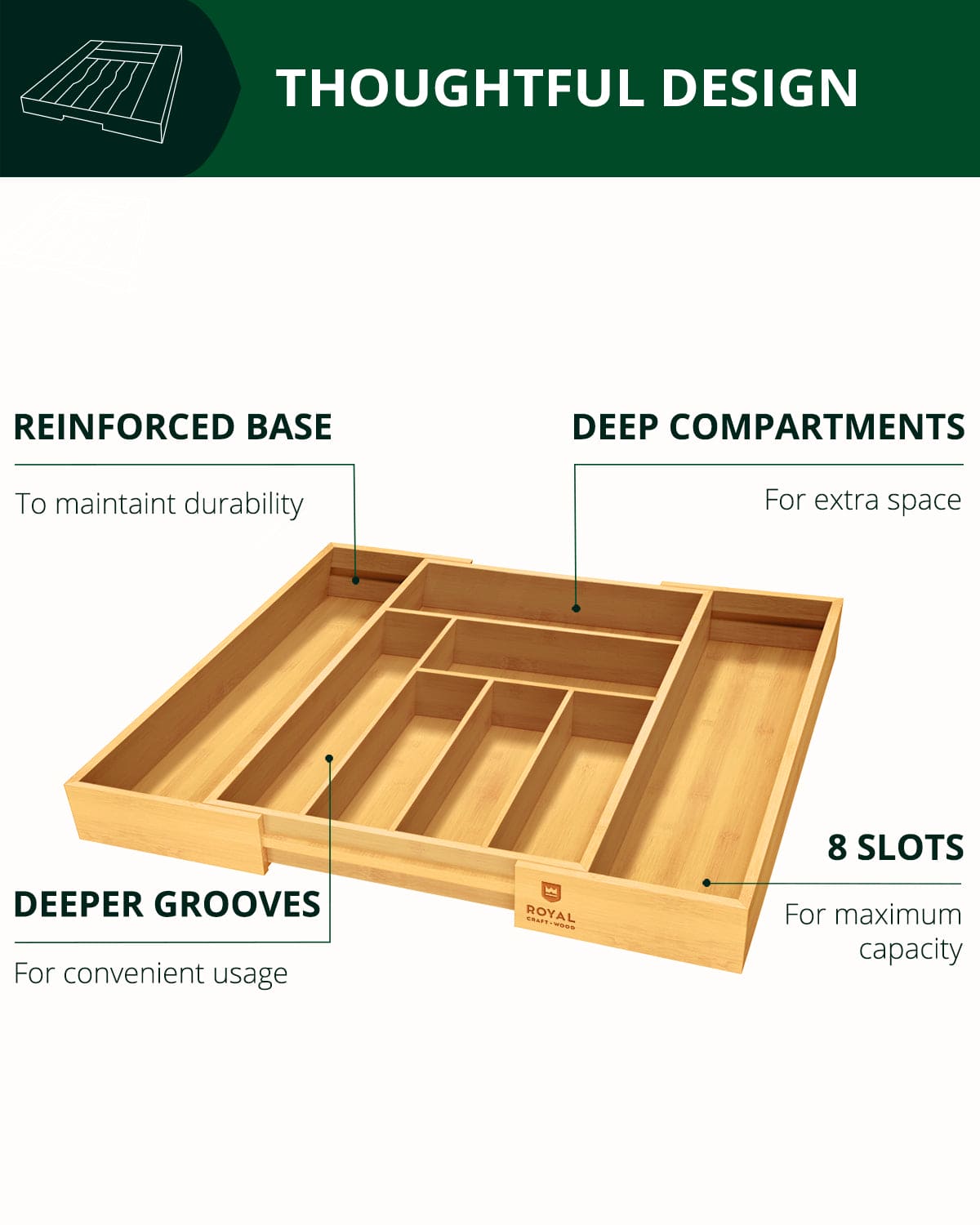 Expandable Silverware Organizer (8 Slots) - themonogram manor 