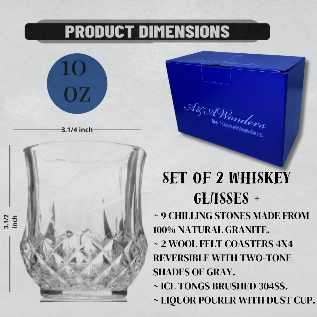 Whiskey Glasses 10oz Premium Scotch Glasses Set of 2 Old Fashioned Whiskey - themonogram manor 