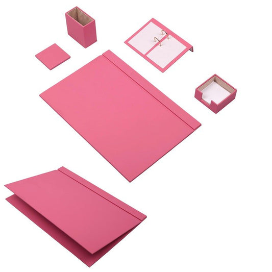 MOOG Leather Desk Set - 5 Accessories - Pink - 5 PCS - themonogram manor 
