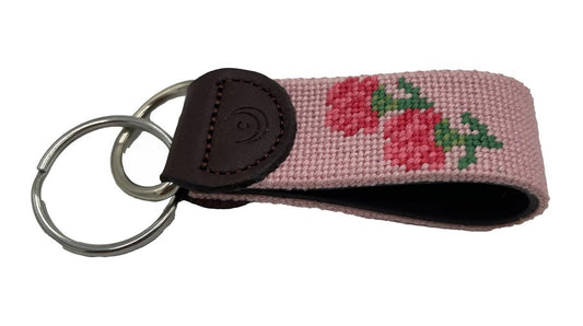 Key Fobs - Carnation Flower Hand - stitched Needlepoint - themonogram manor 