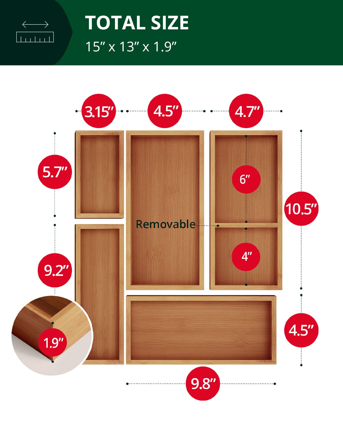 Storage Box Set of 5, Brown - themonogram manor 