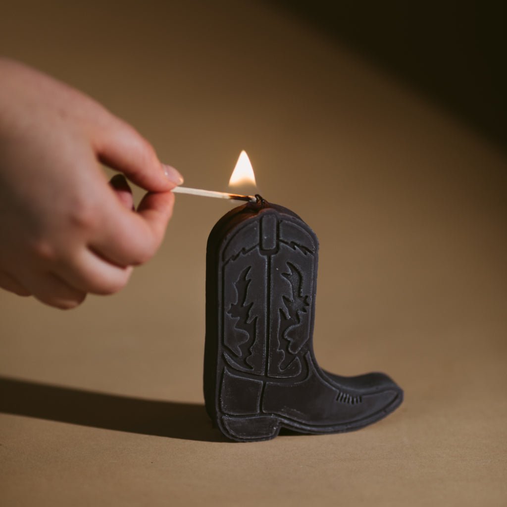 cowboy boot shape candles - themonogram manor 