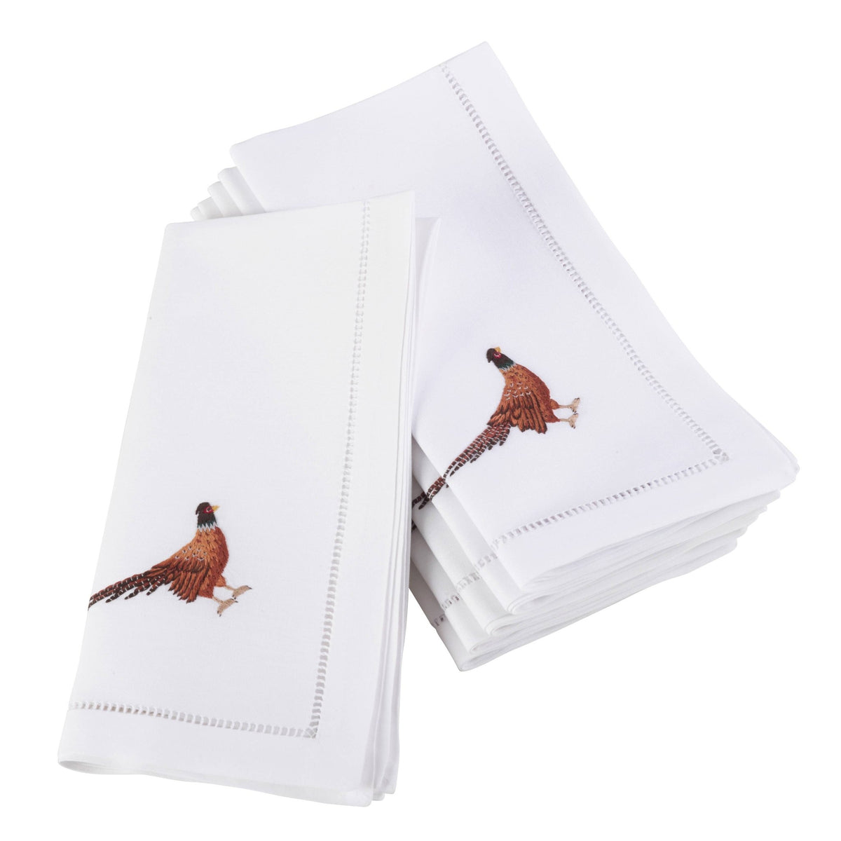 Embr'd Pheasant Hemstitch Napkin - #themonogram manor #