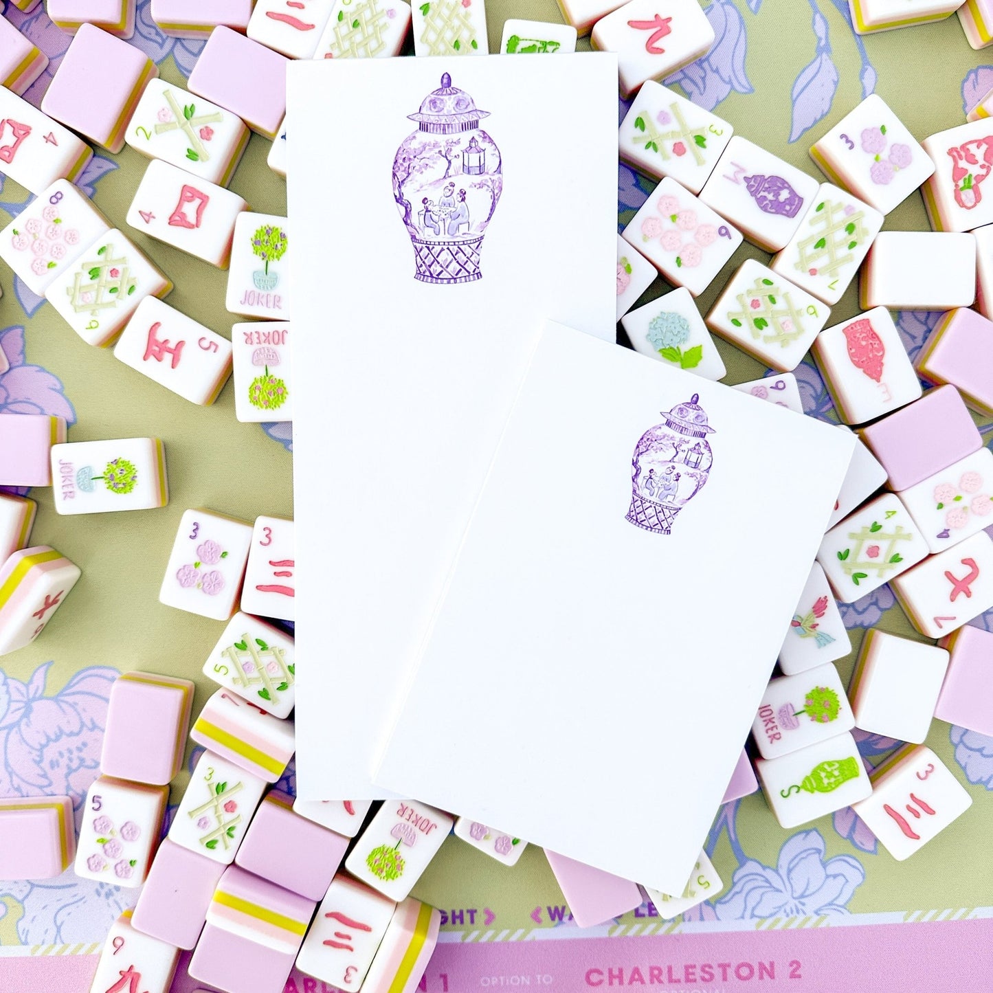 Purple Mahjong Ginger Jar Notepad - themonogram manor 