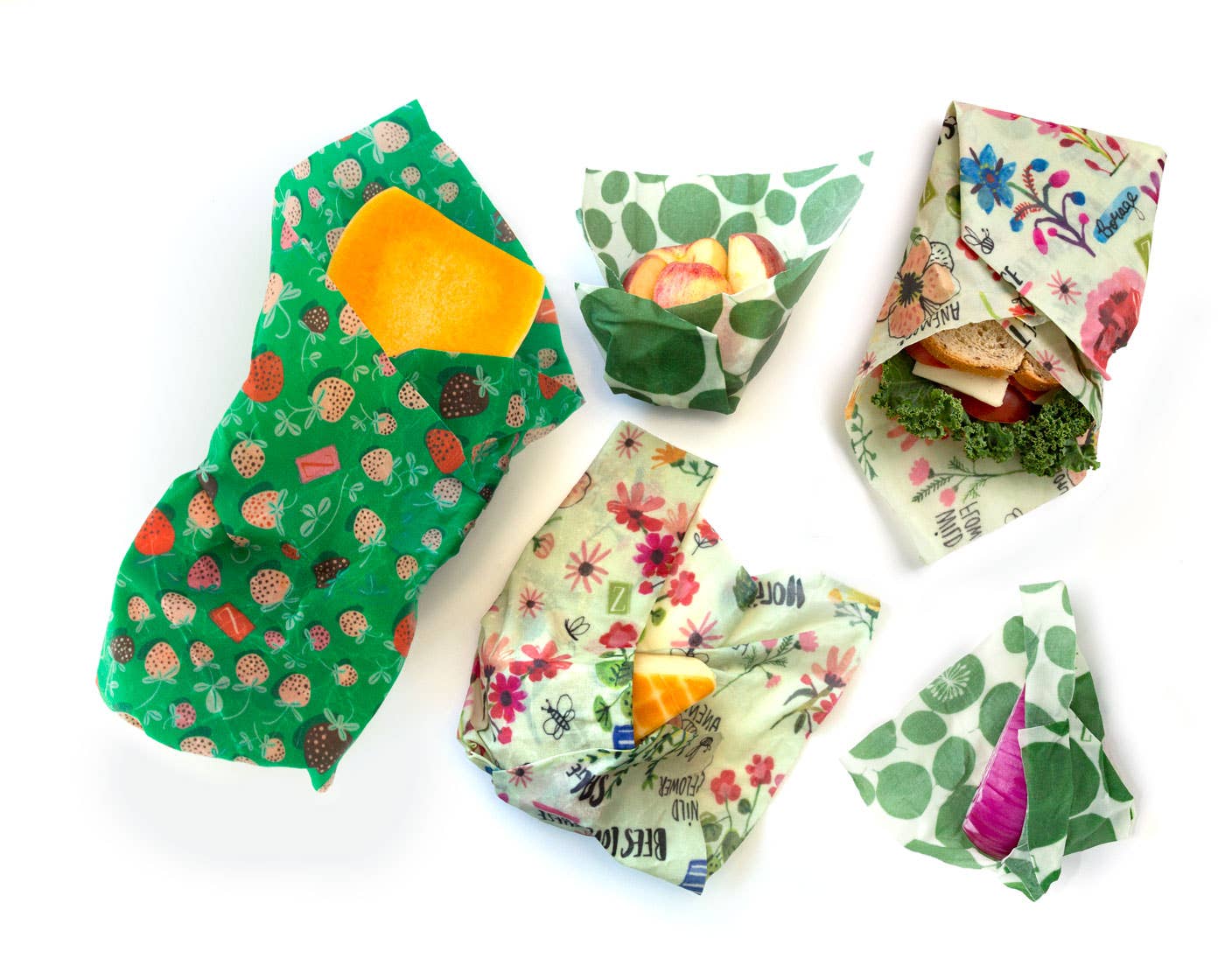 Z Wraps 5-pack: 2 Sm, 2 Med, 1 Lg Reusable Food Wraps - themonogram manor 