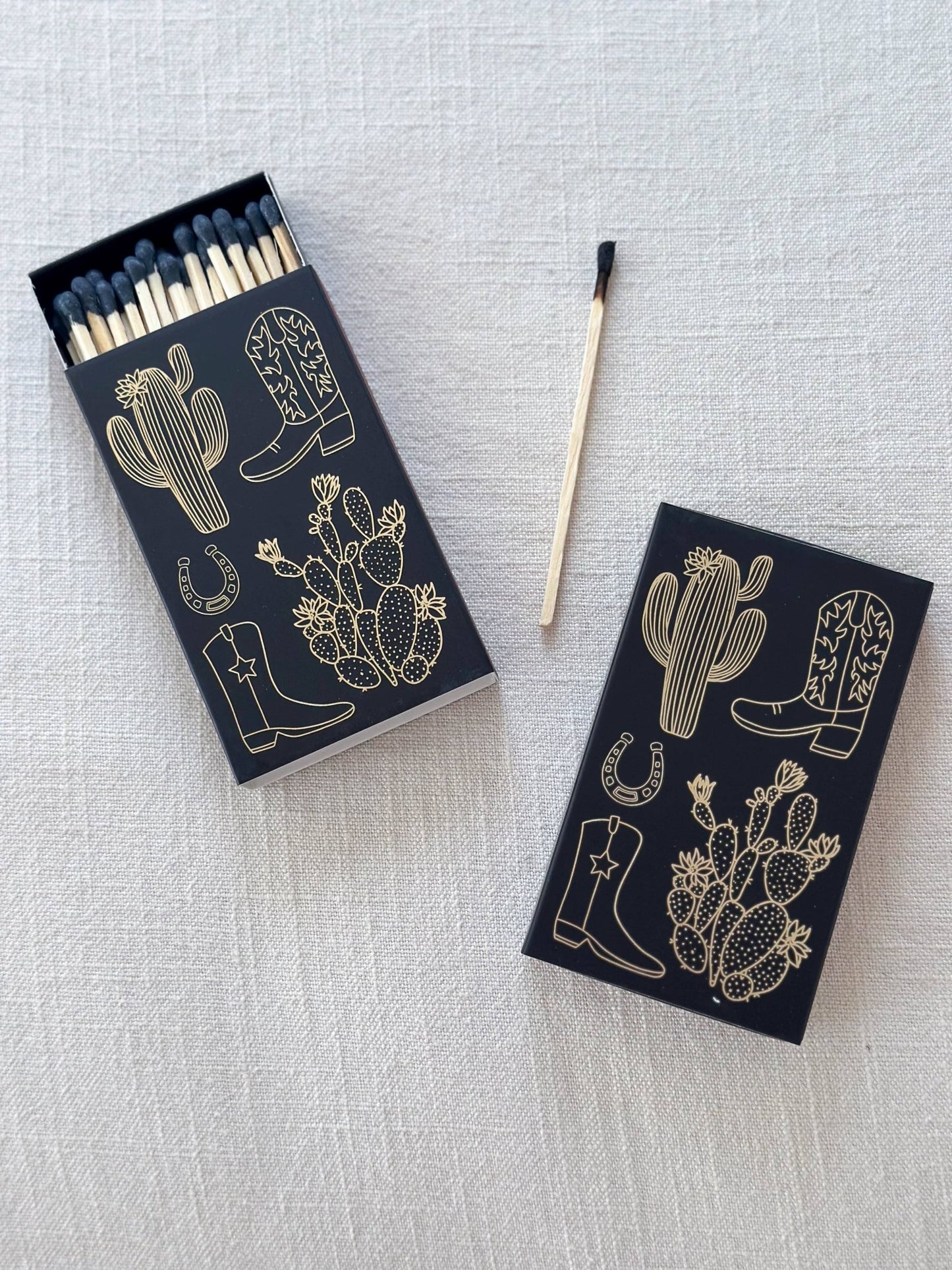 Black Oversized Cowboy Boot & Cactus Matches - themonogram manor 