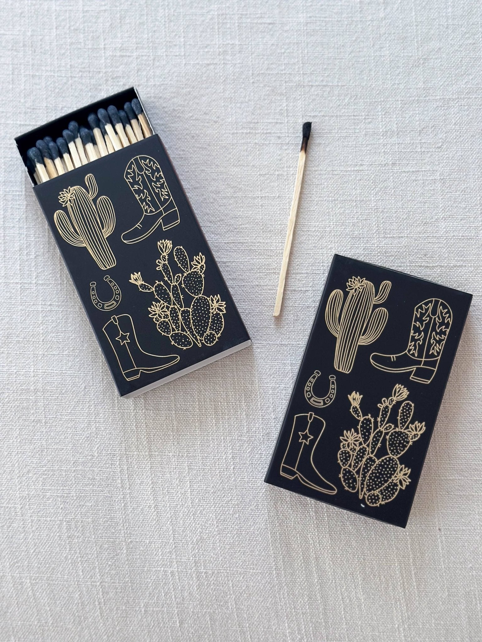 Black Oversized Cowboy Boot & Cactus Matches - themonogram manor 