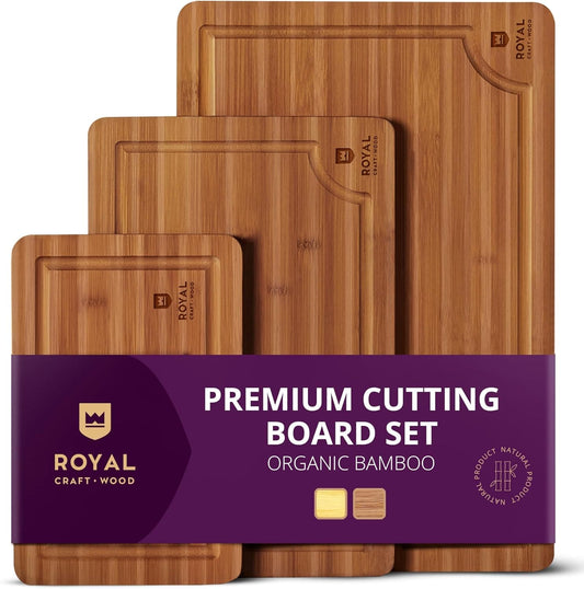 Cutting Board Set of 3, Bamboo, Brown - themonogram manor 