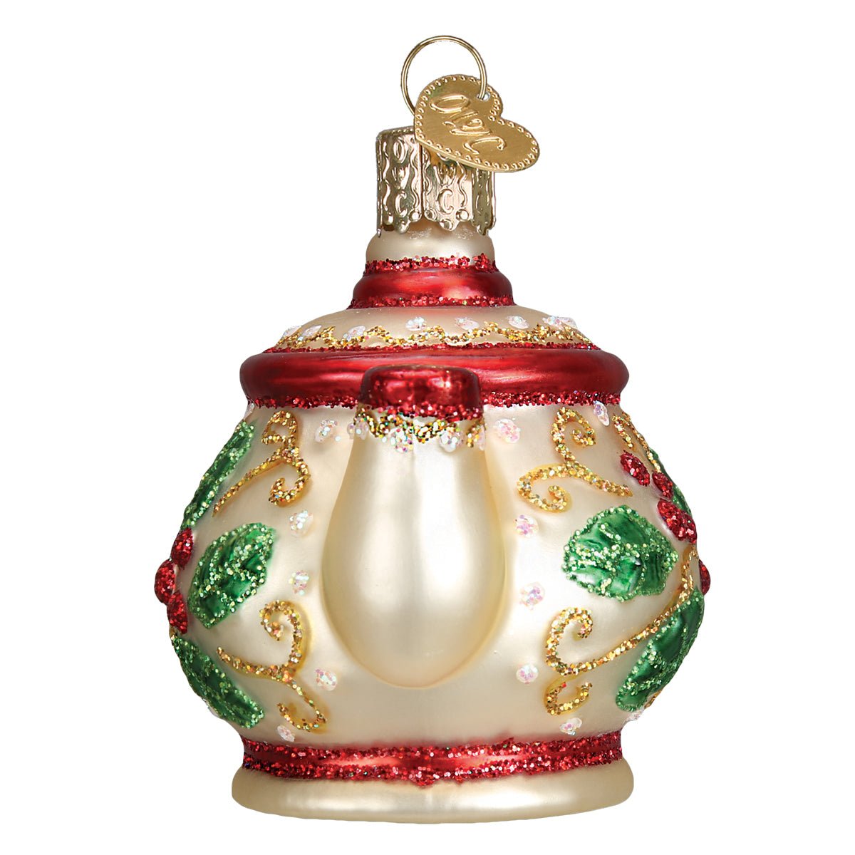 Holly Teapot Ornament - themonogram manor 
