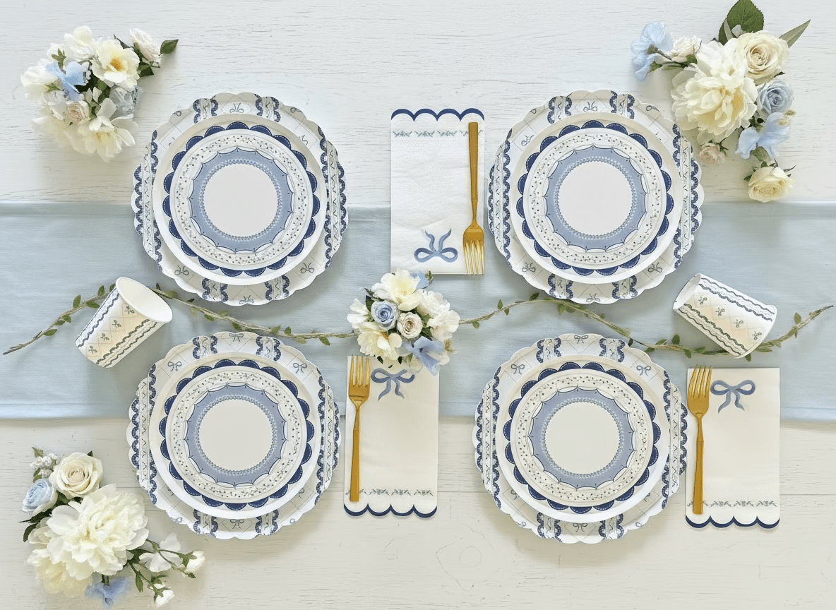 Blue Coquette Dessert Plates 8"(Set of 8) - themonogram manor 
