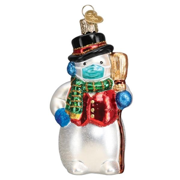 Snowman With Face Mask Ornament - themonogram manor 