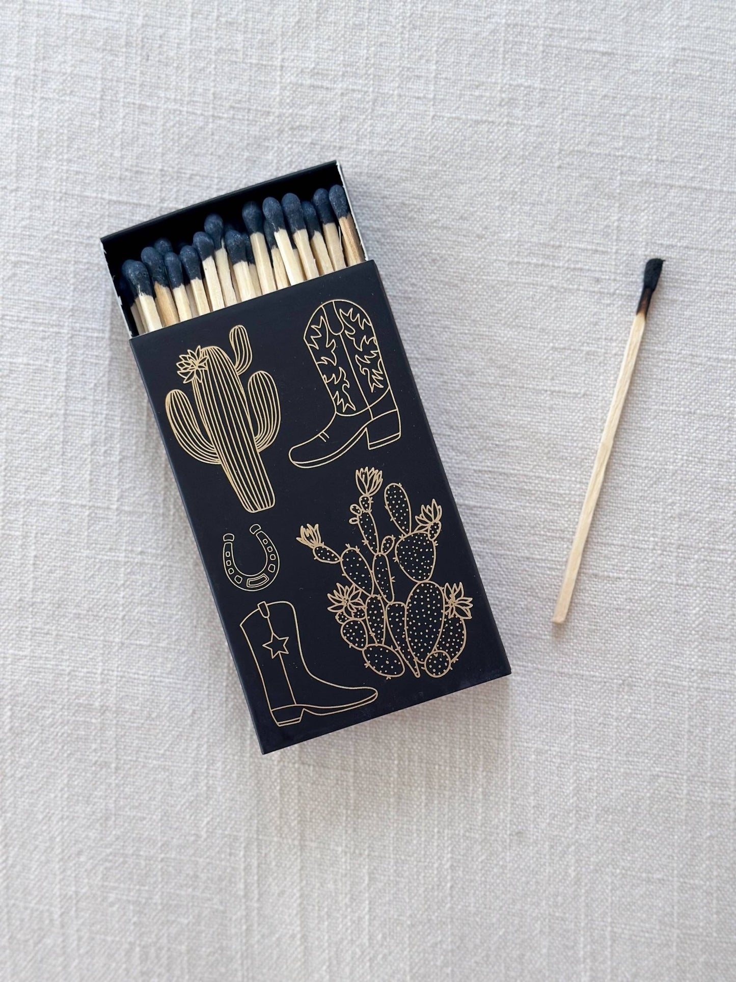 Black Oversized Cowboy Boot & Cactus Matches - themonogram manor 