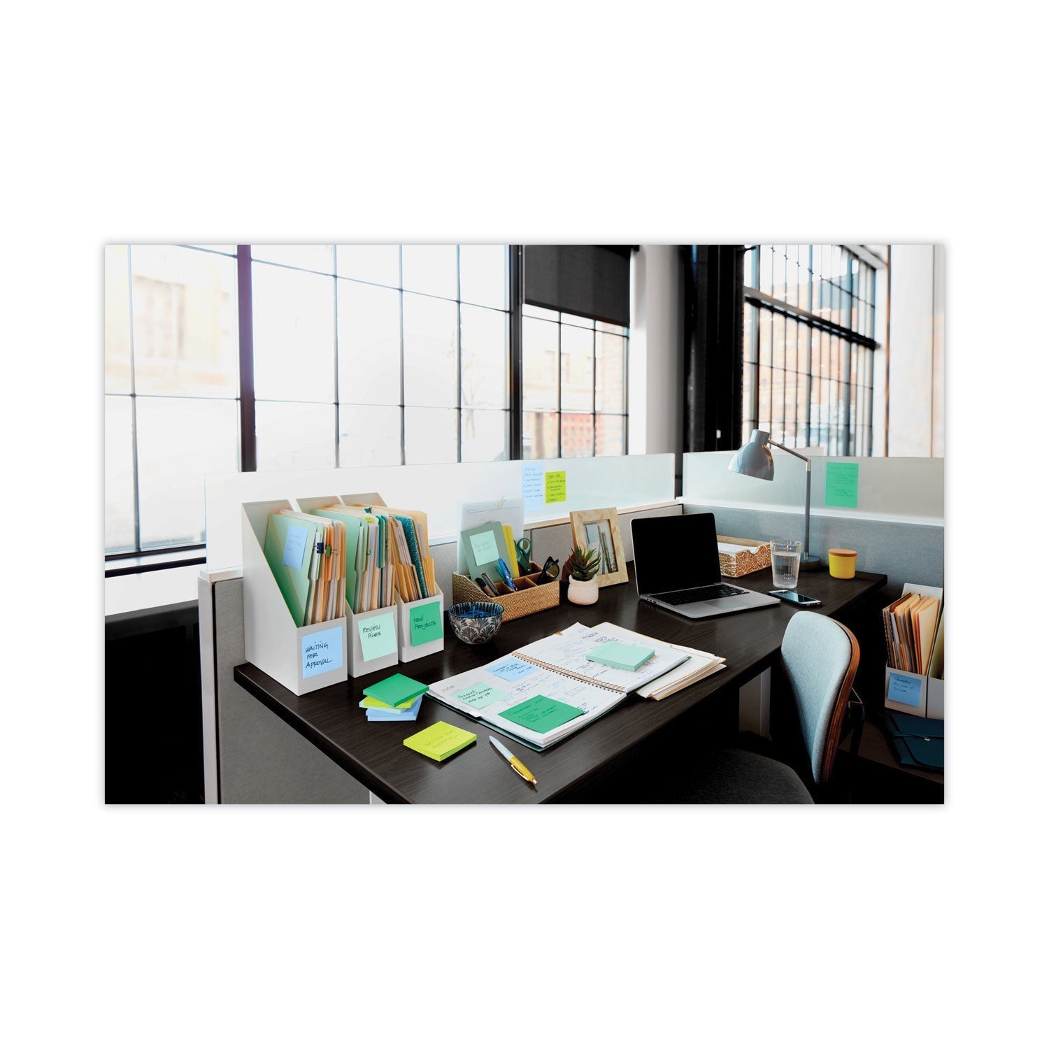 Post - it Recycled Notes in Oasis Collection Colors, Cabinet Pack, 3" x 3", 70 Sheets/Pad, 24 Pads/Pack - themonogram manor 
