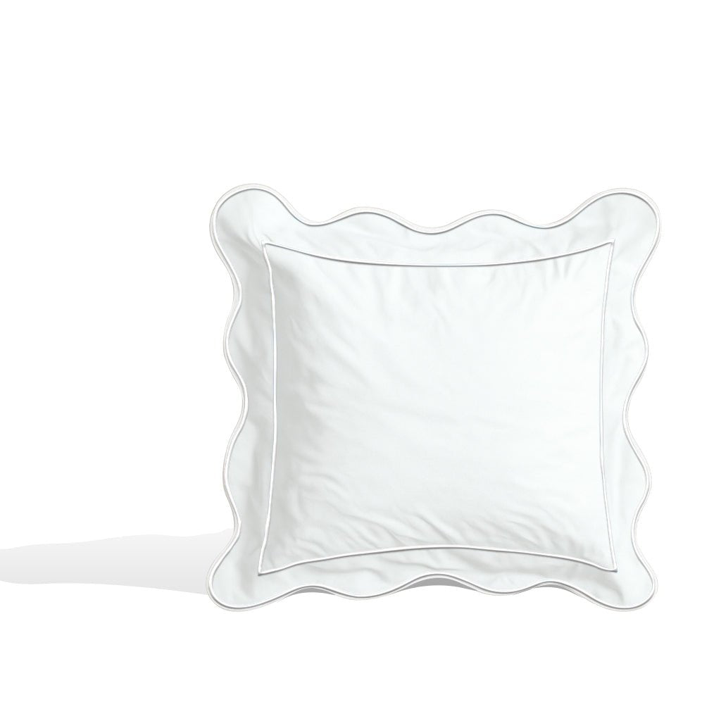 Monogram 400TC Cotton Scallop Embroidery & Border Sateen Solid Euro Sham - themonogram manor 