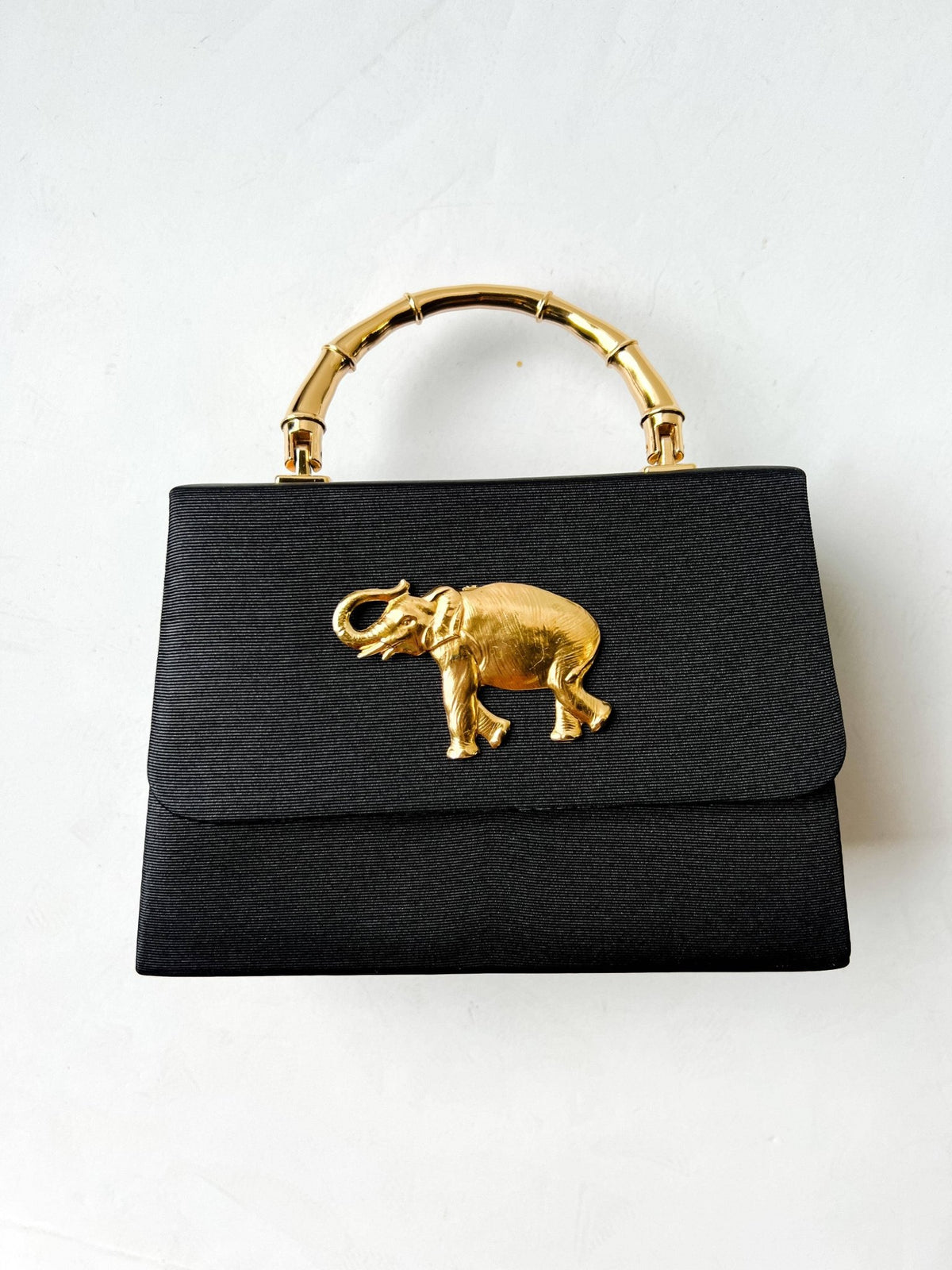 Black Faille Lulu with Gold Handle Handbag - Gold Charms- WS - themonogram manor 