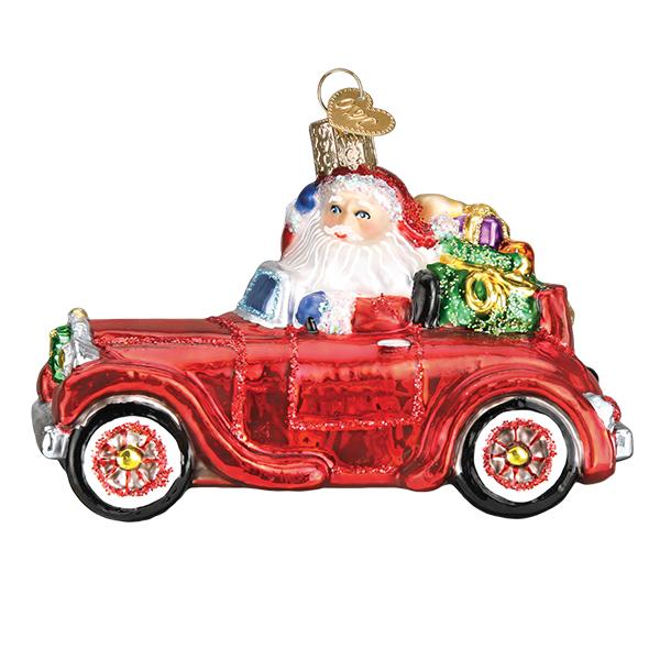 Santa In Antique Car Ornament - themonogram manor 