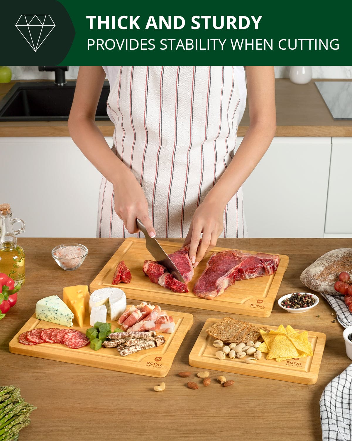 Cutting Board Set of 3, Bamboo - themonogram manor 