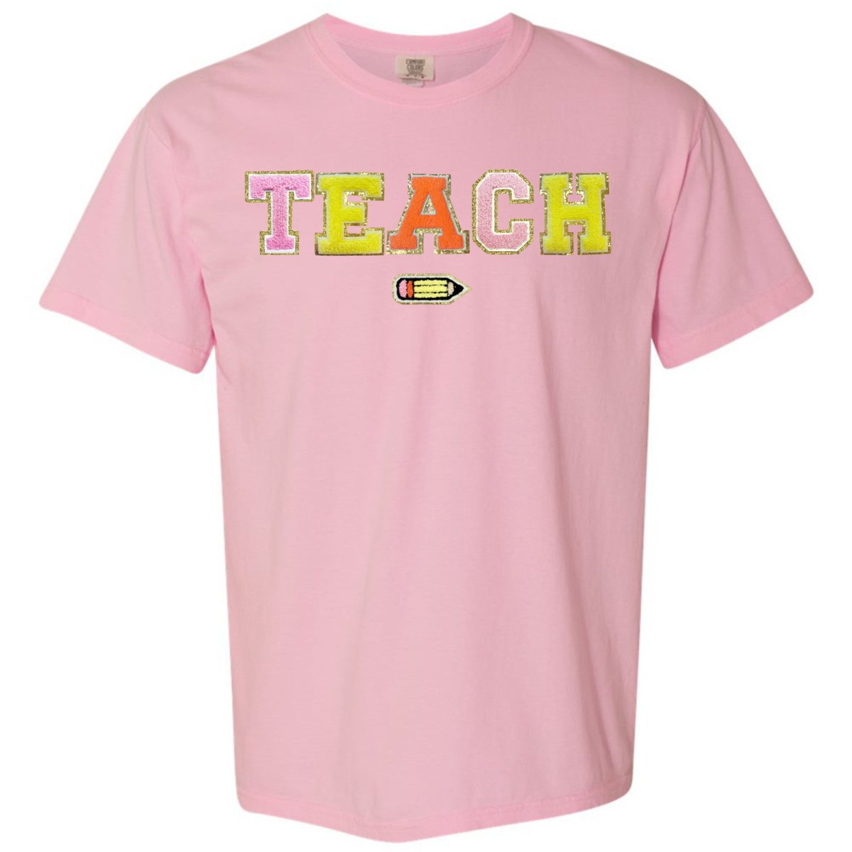 Teach Pencil Letter Patch T-Shirt - themonogram manor 
