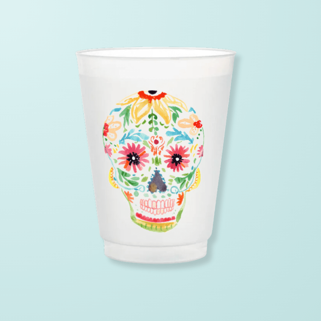 Sugar Skull Frosted Cups - themonogram manor 