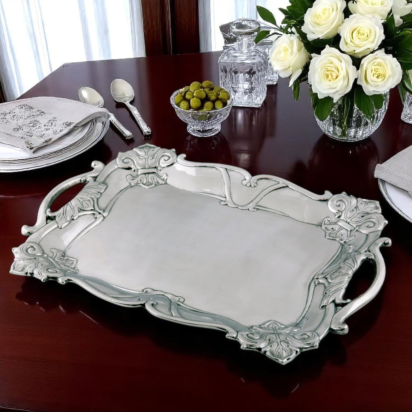 Fleur-De-Lis Rectangle Tray - themonogram manor 