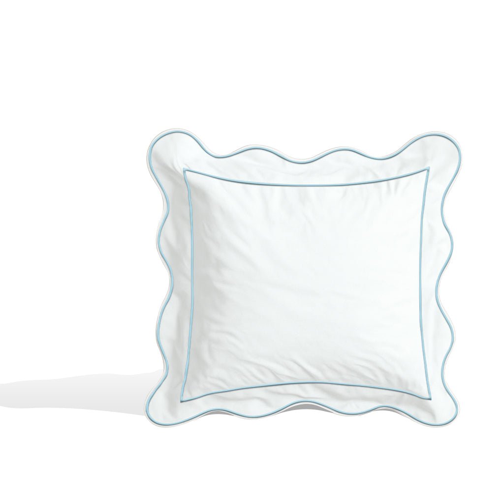 Monogram 400TC Cotton Scallop Embroidery & Border Sateen Solid Euro Sham - themonogram manor 