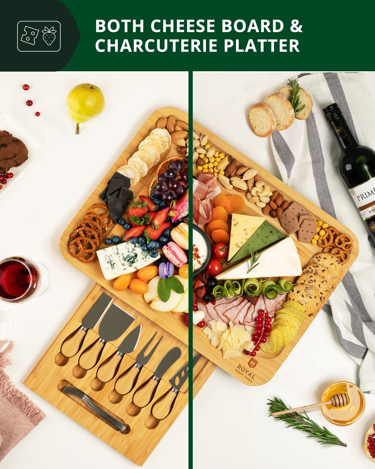 Cheese Board XXL with Cutlery Set - themonogram manor 