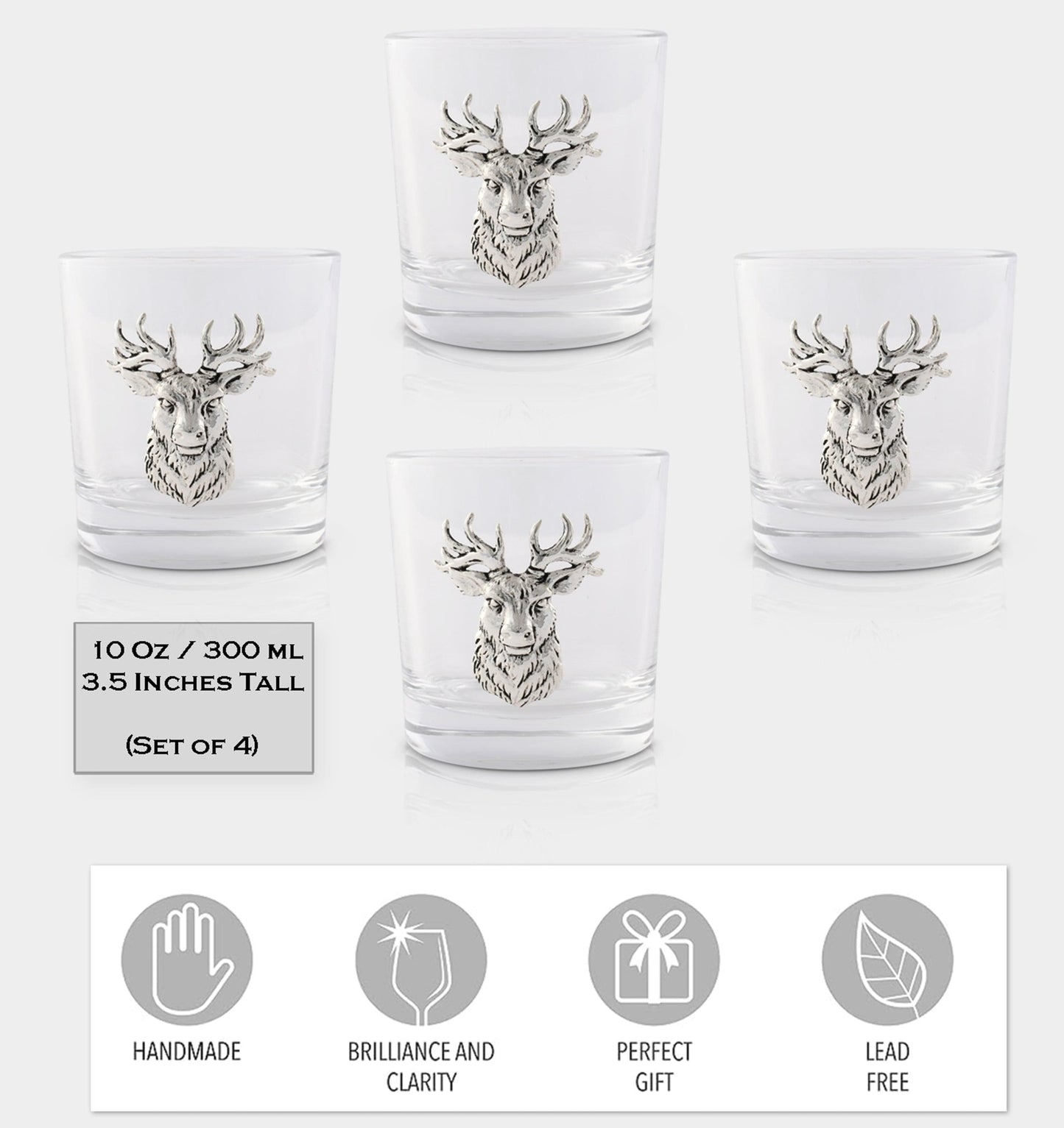 Elk Head Bar Glasses Set of 4 - themonogram manor 