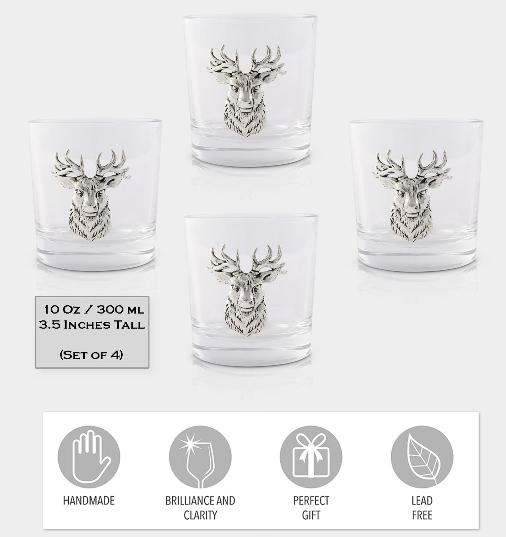 Elk Head Bar Glasses Set of 4 - themonogram manor 